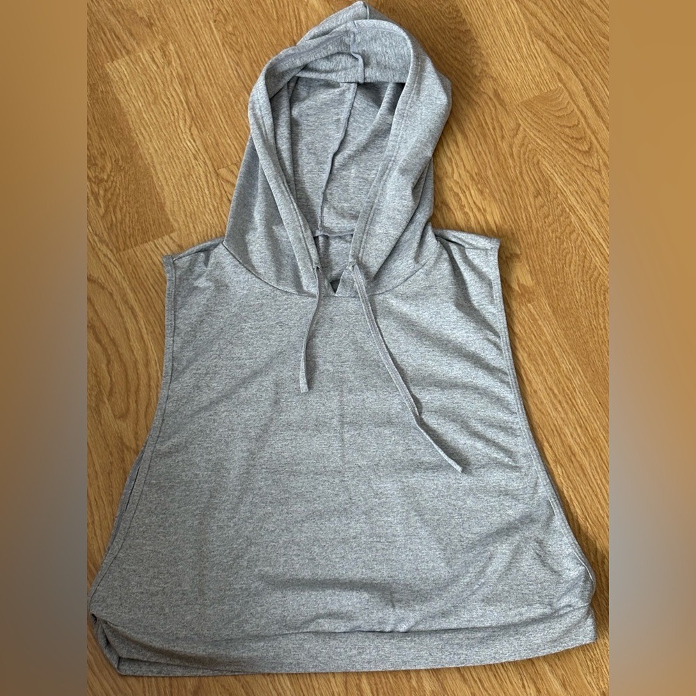 Gray Sleeveless Cropped Hoodie Top